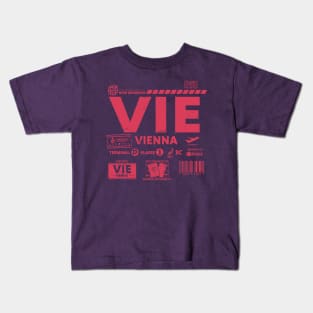 Vintage Vienna VIE Airport Code Travel Day Retro Travel Tag Kids T-Shirt